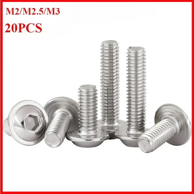 

20pcs M2 M2.5 M3 Hex Socket Head Screws Mushroom Hexagon Button Bolt Bolt M6 of Stainless Extruder Rifles Under The Hexagon