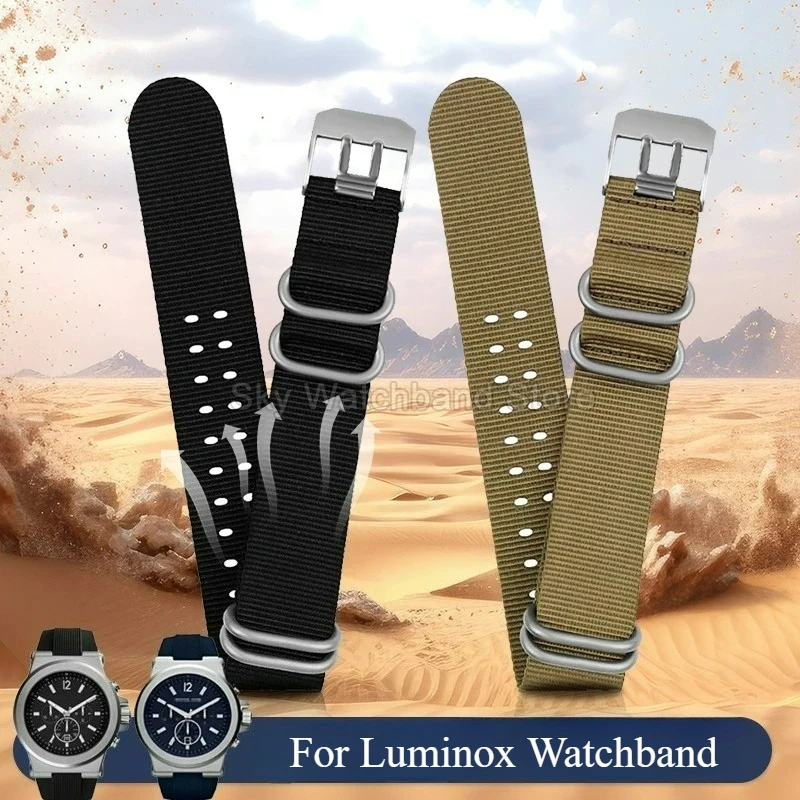 Black Army-Green 22/23mm for Luminox 3051 3080 8800 Nylon Watch Band Dual-Pore Design Special Buckle Breathable Lightweight