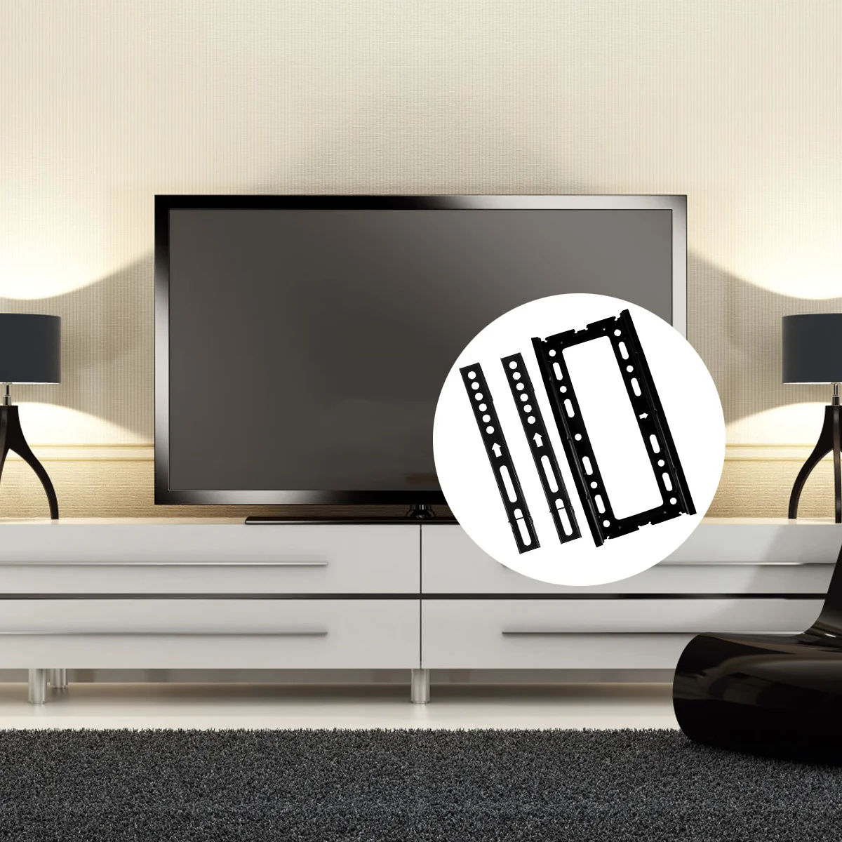 

Articulating Arm Universal Steel Bracket 1.2Mm Thick Wall Mount For 17-43 Inch Lcd Television 30Mm Slim Design Black