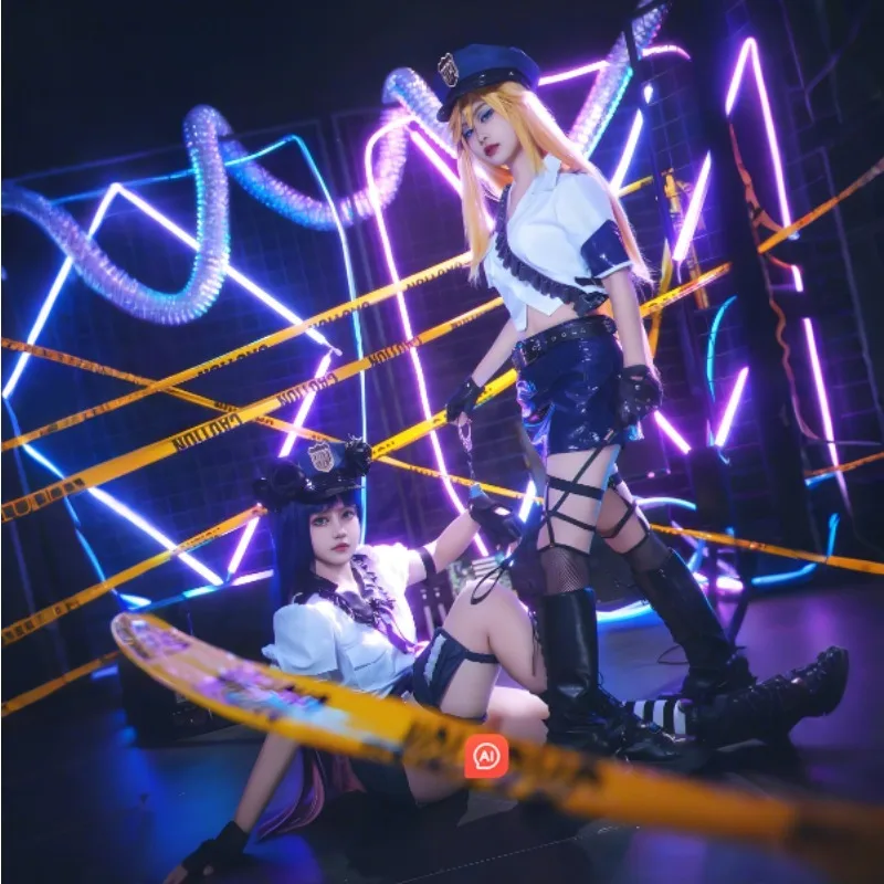 Anime Panty & Stocking con reggicalze Costume cosplay Donna Uniforme della polizia Accessori di abbigliamento Set completo Abiti di carnevale per feste
