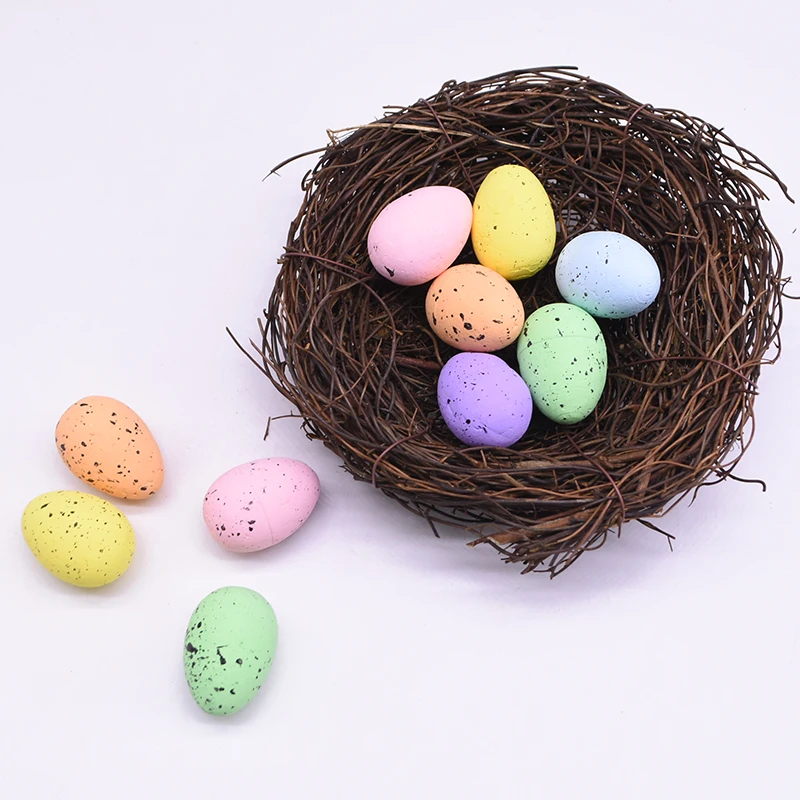 20Pcs Foam Easter Eggs 4cm Painted Bird Pigeon Eggs Happy Easter Decorations For Home Party DIY Craft Kids Gift Favor Easter Day