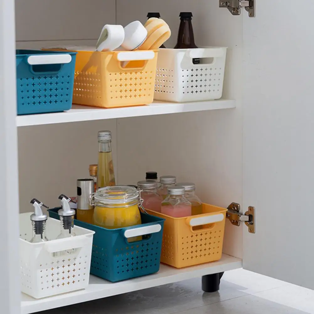 Storage Box Multi-purpose Storage Basket with Double Handle Dining Room Snack Book Fruit Cosmetic Container Quick Drying