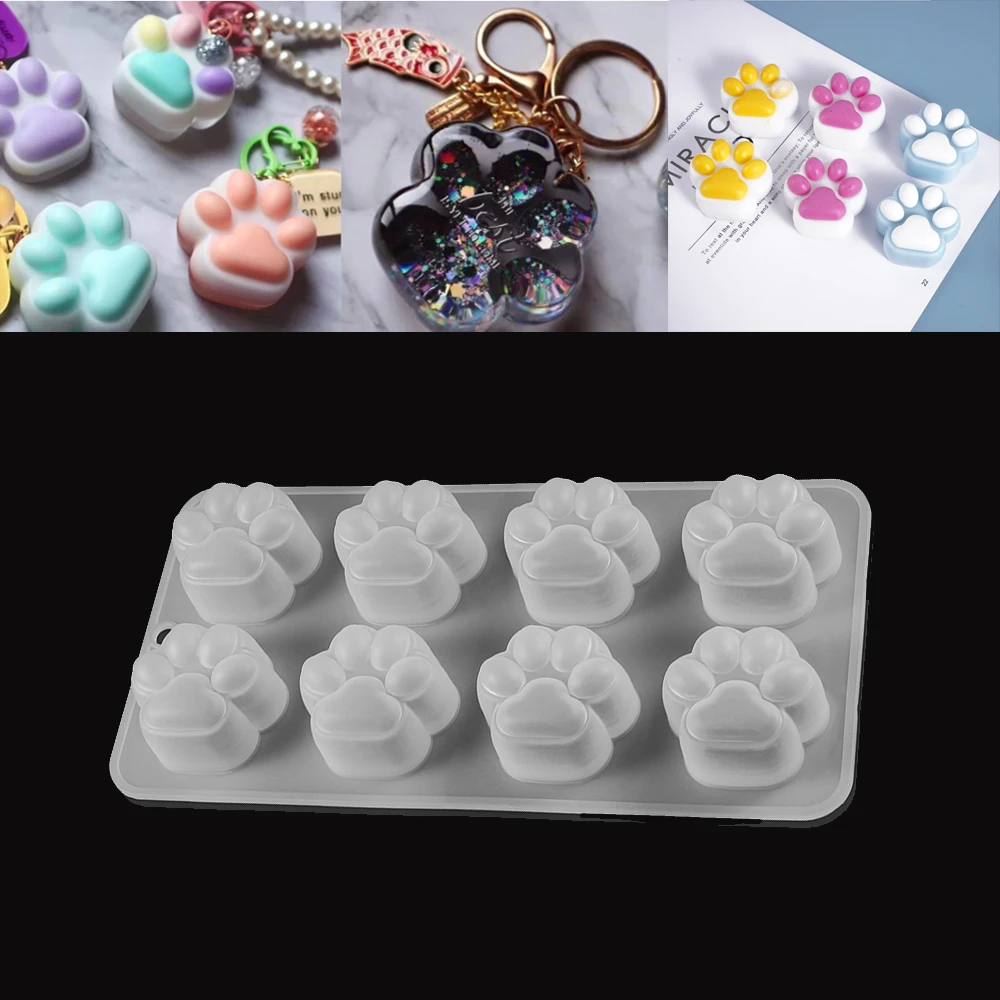 

Crystal 3D Cute Cat Paw Silicone Animal Epoxy Resin Mould Handmade For DIY Resin Keychain Pendant Crafts Jewelry Making Supplies