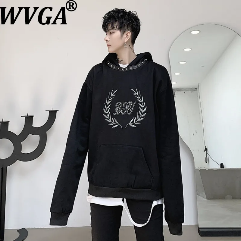 

WVGA весна осень новый мужской прилив персонализированные декоративные вышитые модные толстовки с капюшоном нишевые шикарные повседневные пальто Ins W12464