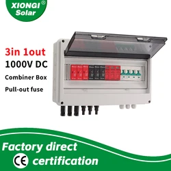 Solar Photovoltaic PV Combiner Box 3int-1out-1000V DC String IP65 PV Solar Surge Lightning Protection Outdoor Waterproof