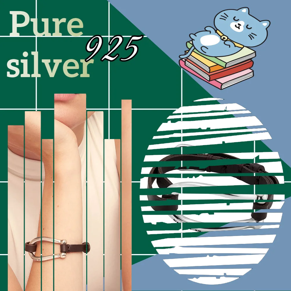 

Spanish Fashion Irregular Hollow Leather Pure Silver Bracelet S925 Women's Bracelet Love Anniversary Gift Preferred NO50