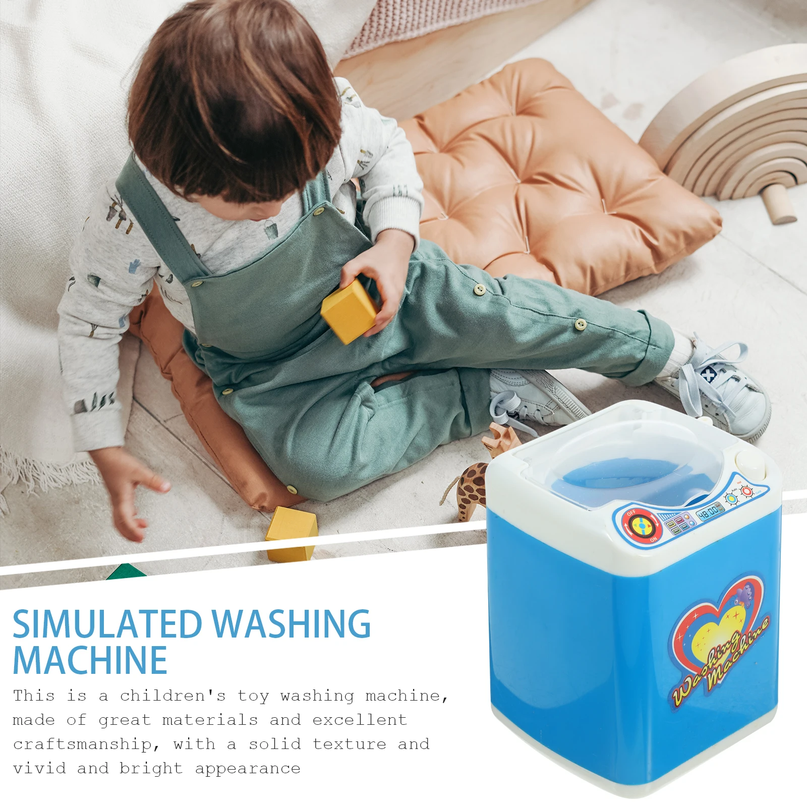 

1pc Lifelike Simulation Washing Machine Electric Kids Laundry Plaything Educational Role-Play Hands-On Learning Early Childhood