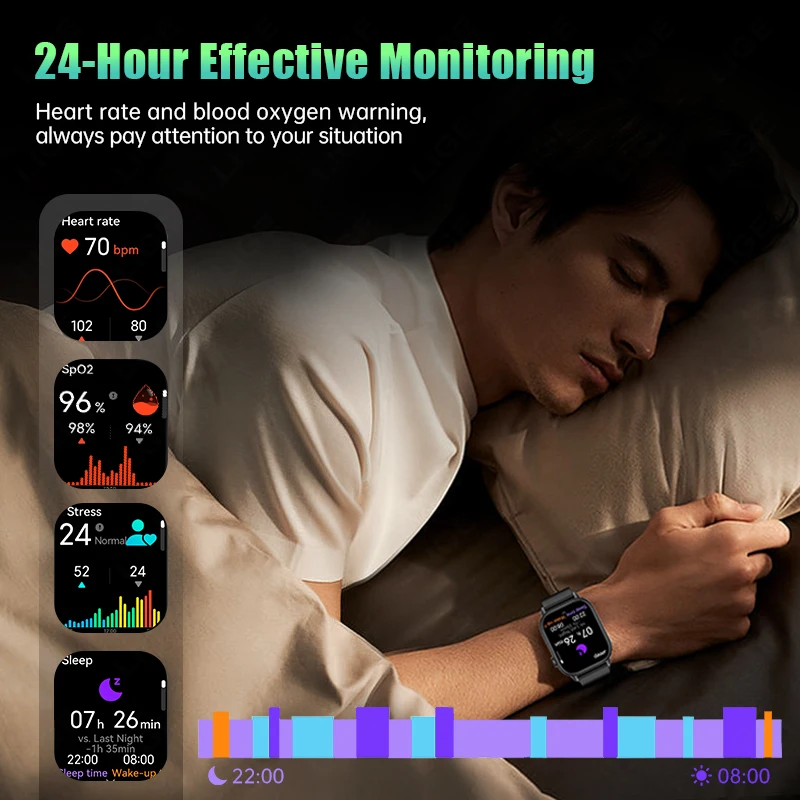 LUIK Smart Horloge Hartslag Draadloos Oproep GPS Kompas 2.01''Screen IP68 Waterdichte Muziek Controle Mannen Slimme horloges Android lOS