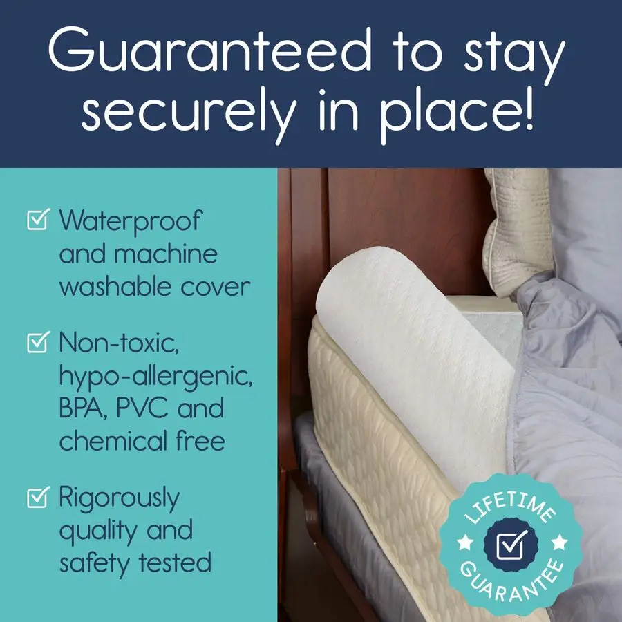 عبوتان من سرير قابل للنفخ للأطفال الصغار، مصد سرير قابل للنفخ للملك، كوين، كامل، مع غطاء غير قابل للانزلاق قابل للغسل في الغسالة