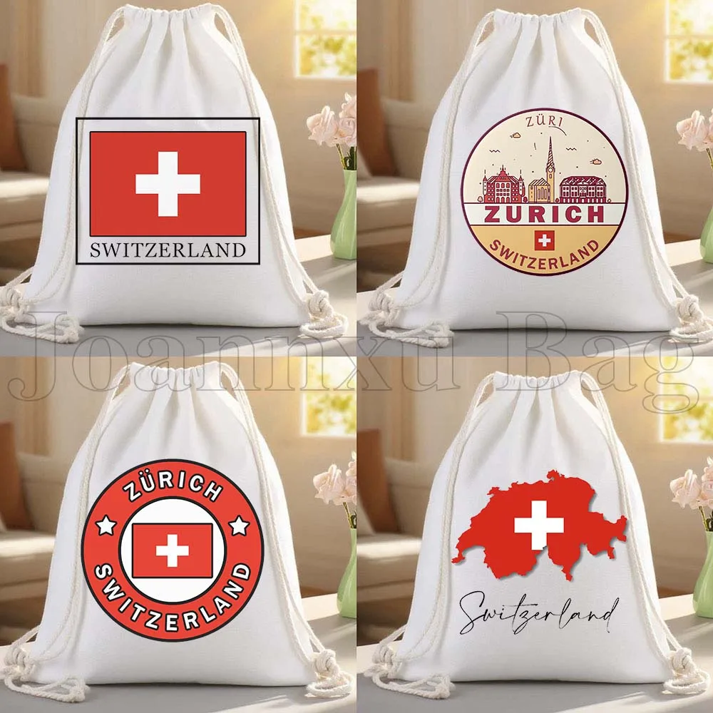 

Zurich Switzerland Country Map Flag Swiss Girl Canvas Drawstring Bag Soccer Backpack Gym Sports Yoga Sackpack Gifts String Bag