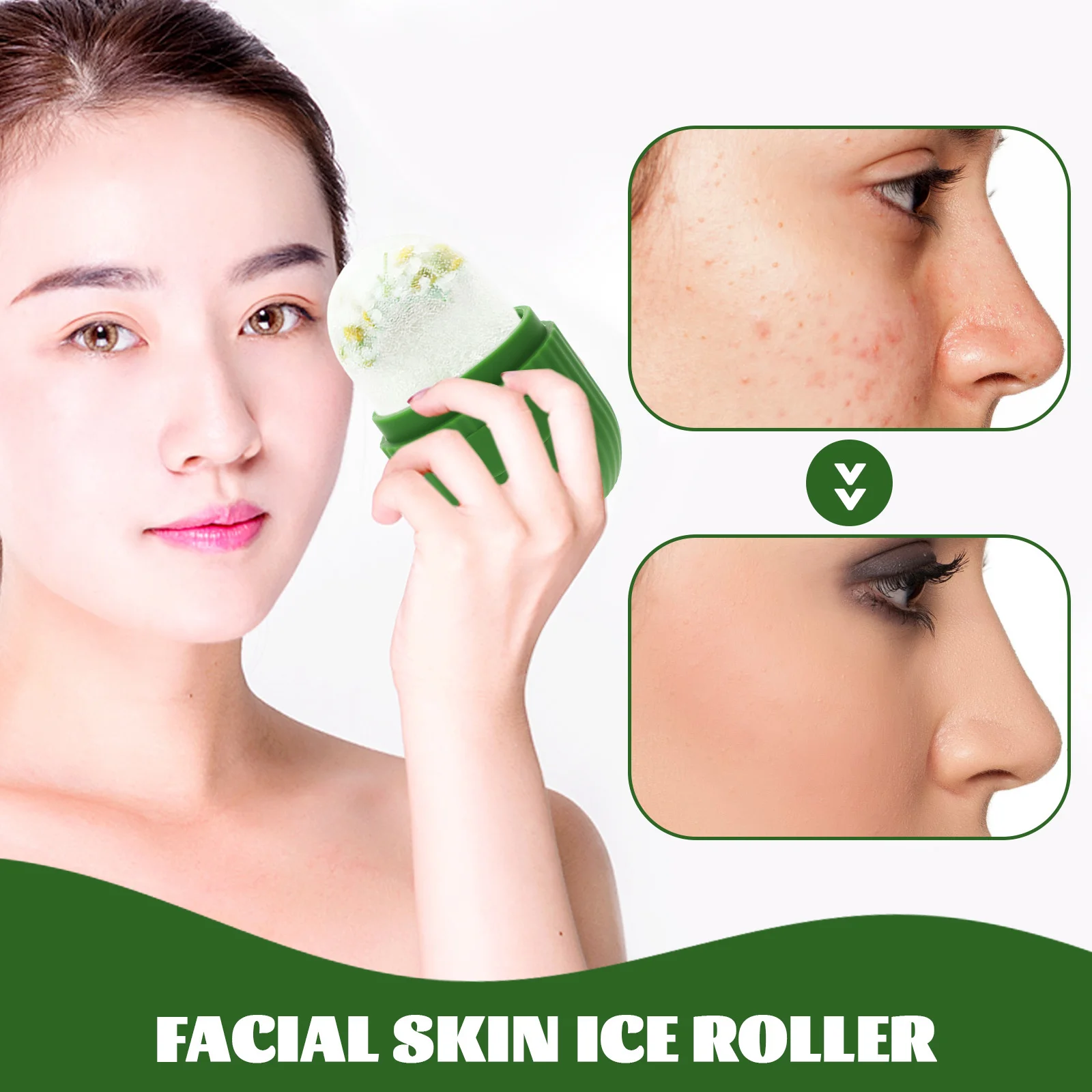 Ice Face Roller Silicone Mold Reusable Facial Massager Roller Portable Skin Care Tool for Face Eye Massage and Beauty Care