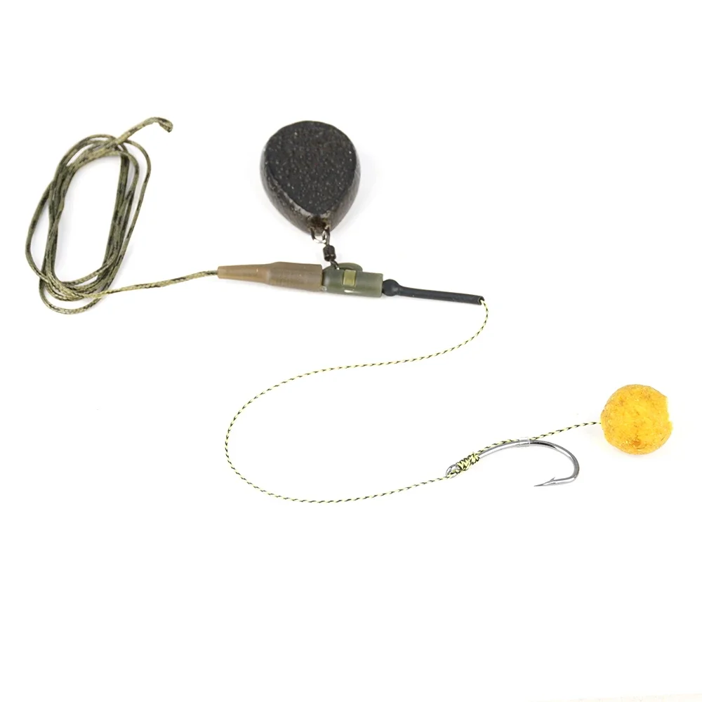 Hirisi 6pcs Carp Fishing Hair Rig Fish Hook Set Ready Made Tied Rigging With Fishing Line Boilie Hook Fishing Accessories