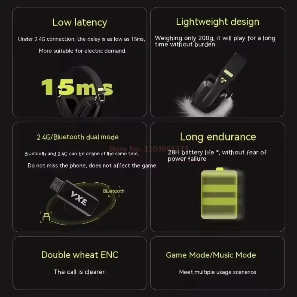 VGN VXE Siren V1 سماعة رأس الكمون المنخفض ثلاثي الوضع بلوتوث ملحقات الألعاب اللاسلكية خفيفة الوزن Esports ألعاب سماعة الهدايا #6