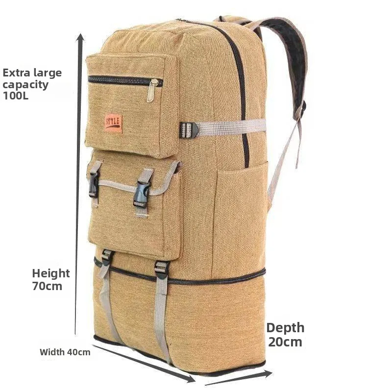 

New Thiened Canvas Durable Vintage Double oulder Bag Ultra Large Capaci Mountain Climbing Bag Cam Lage Bag