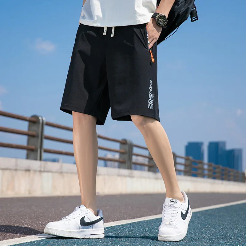 Ice Silk Shorts Men's Fast Drying Fashion Brand New Summer Thin And Loose Pentagonal Running Sports Pants Casual Shorts