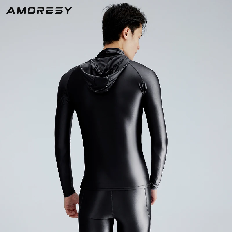 AMORESY Hyperion Multi Functional Hooded High Neck Sunscreen Long Sleeve Running T-shirt Glossy and Breathable