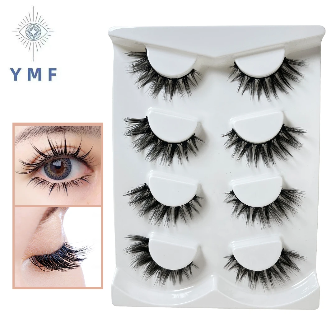 YMF New 4 Pairs Natural False Eyelashes Makeup 5d  Extension  Eyelashes for Beauty 5D-037