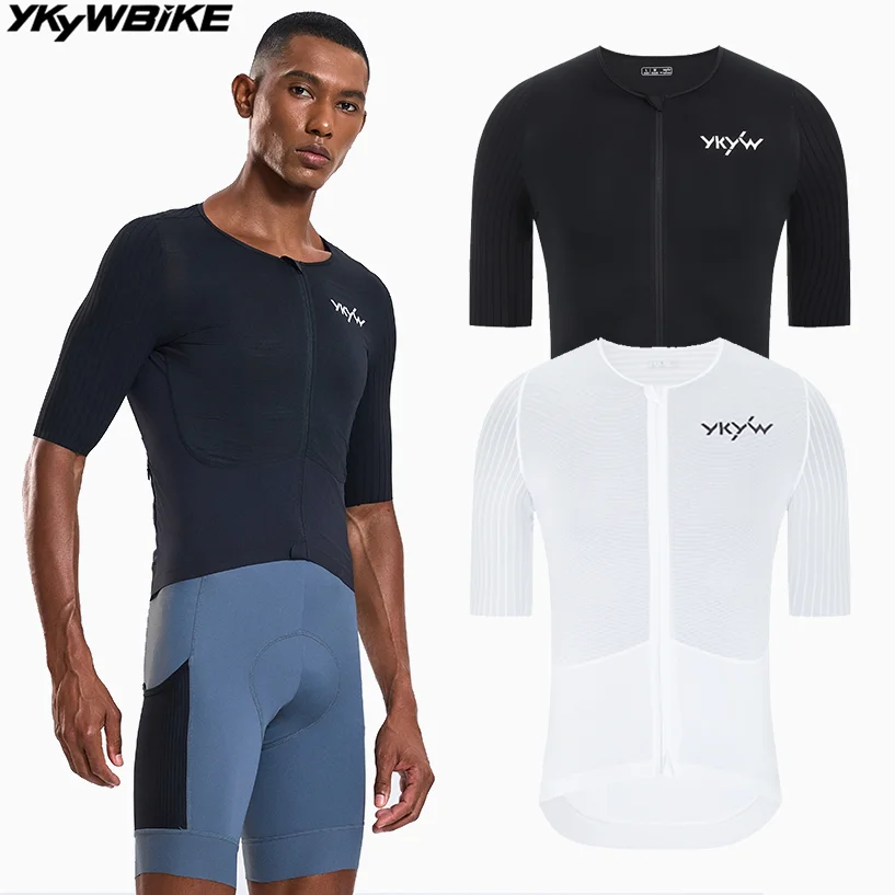 

YKYWBIKE 2025 Мужской летний велосипедный трикотаж, легкая велосипедная рубашка с коротким рукавом, велосипедный трикотаж Race Level с аэродинамическим рукавом YKK