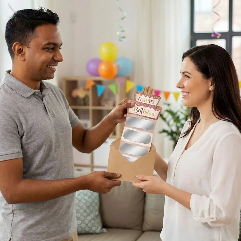 

6/7 Slots Birthday Cake Money Card Best Wishes Traditional Cash Envelopes Empty Paper Gift Packing Red Envelope Birthday Party