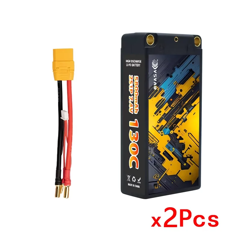 1/2 Stuks Originele TERANTY 2S 7.4V 5800mAh 130C/260C Lipo Batterij 1/10 Drift Racing Bigfoot off road Hard Shell Lithium Batterij