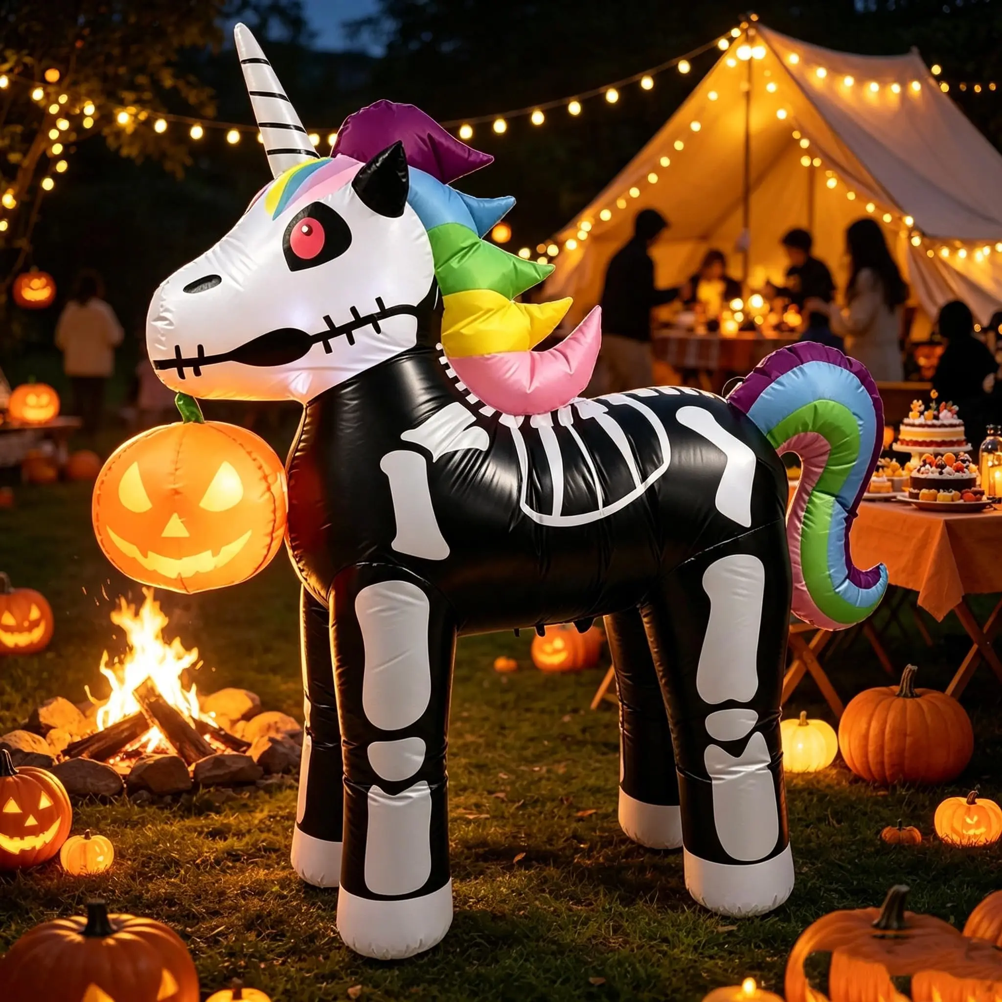 Halloween Inflatable Skeleton Unicorn Pumpkin Blow Up Decor Plug-in