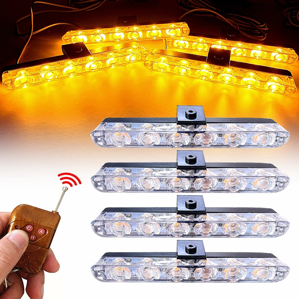 6LED Car Bumper Grille Light telecomando senza fili luci stroboscopiche di emergenza della polizia avvertimento di pericolo del veicolo lampada di segnale lampeggiante