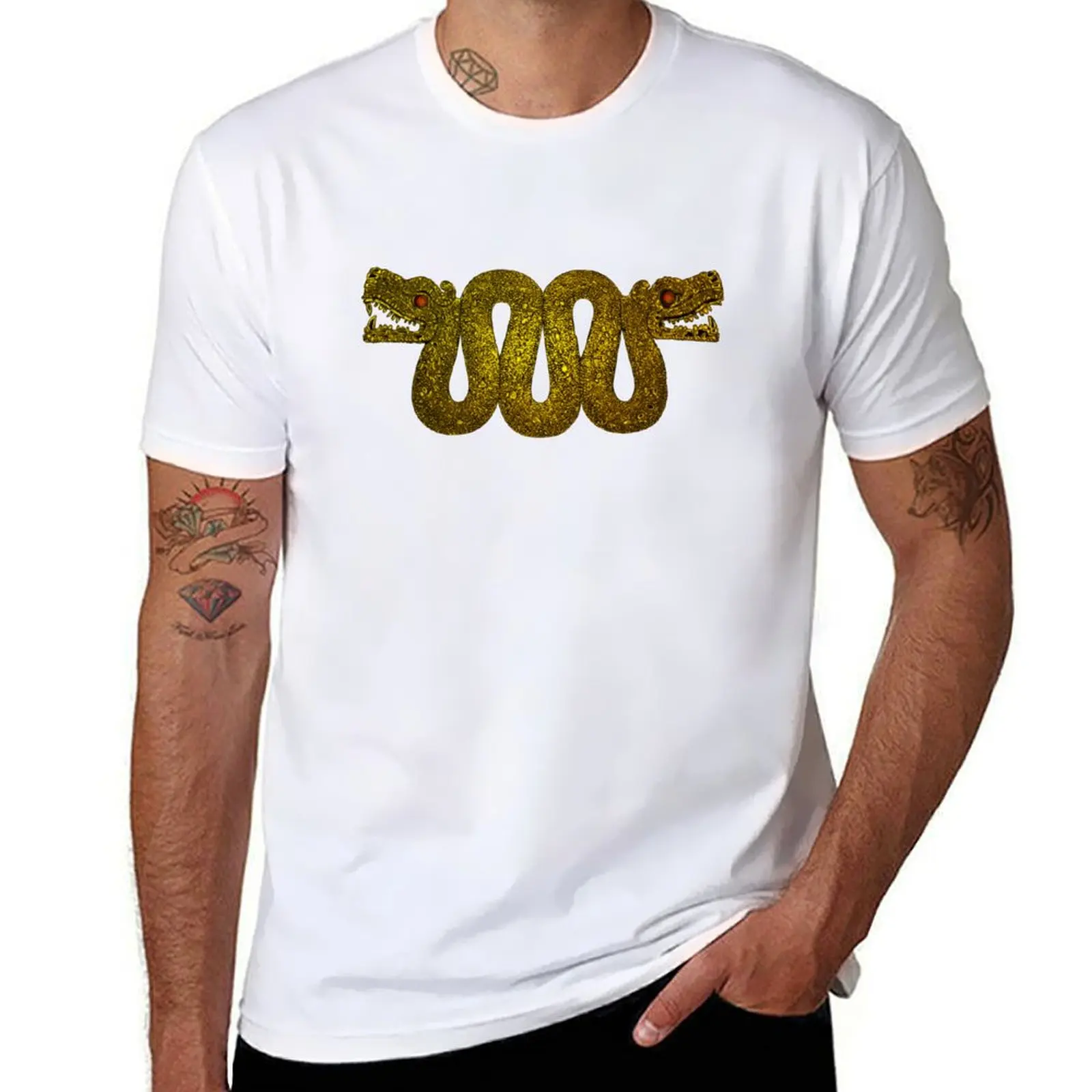

Maquizcoatl - Aztec Double-Headed Serpent in Gold T-Shirt printed t shirts for man man t shirts graphic T-Shirt