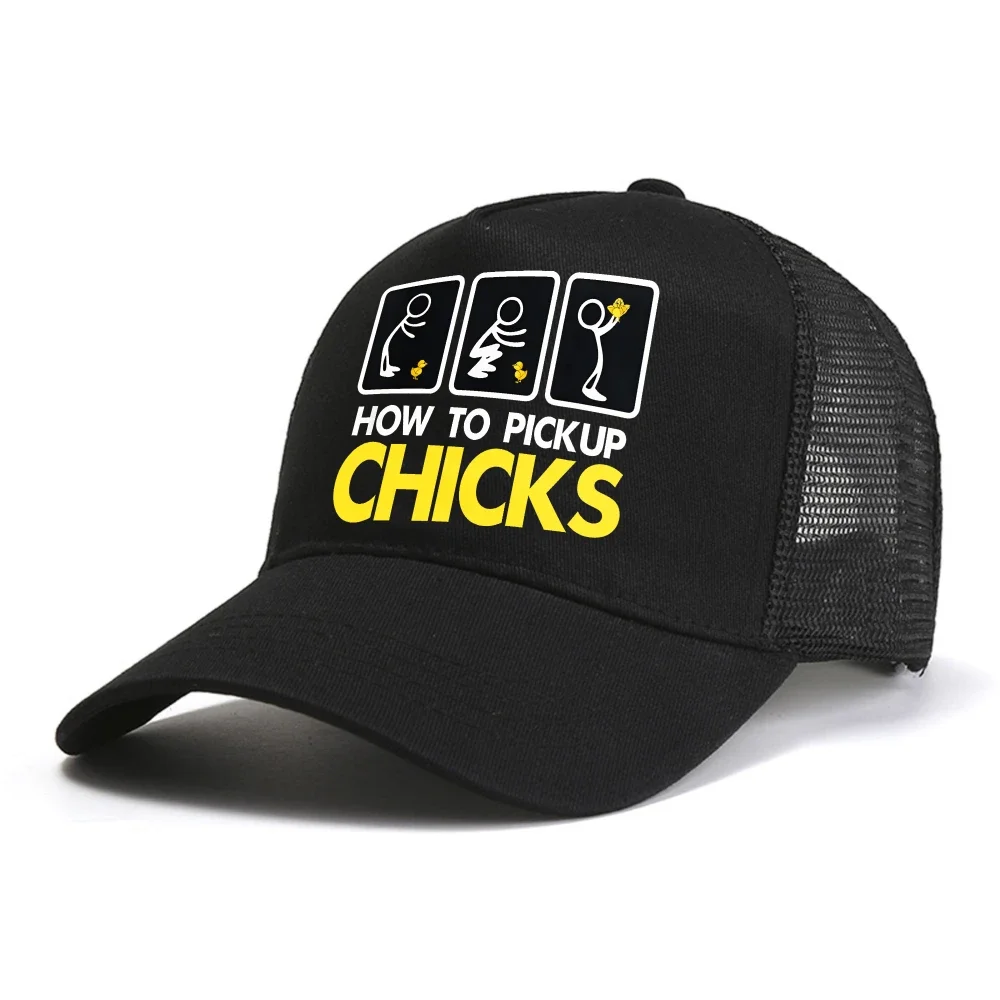 How To PickUp Chicks baseball cap Cute Pick Chicks caps Men Casual Hip Hop hat adjustable Breathable mesh trucker hats