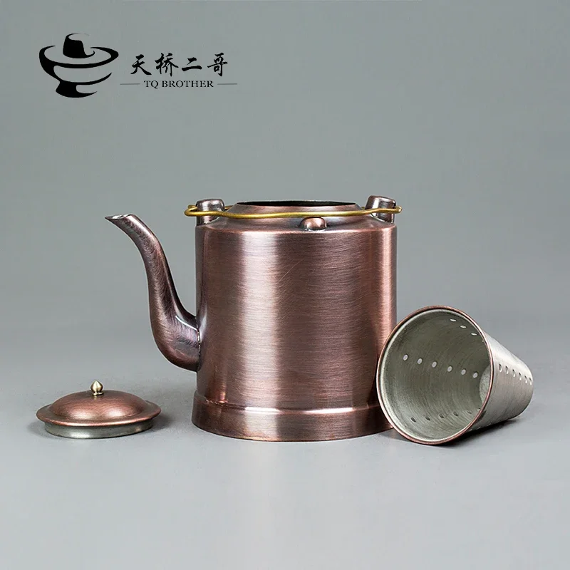 Pure copper handmade teapot boiling tea pot brewing water kettle household retro teakettle 1.5L