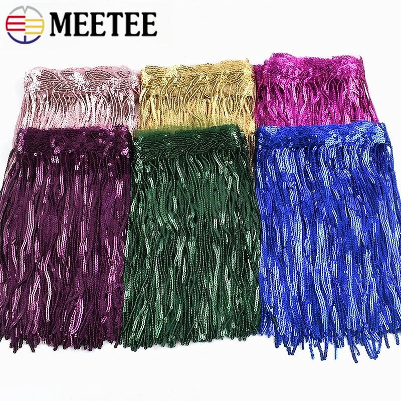 

1-5Yards 20cm Sequins Tassel Fringes for Stage Latin Dance Dress Garment Decorative Lace Trimming DIY Clothes Sewing Accessories