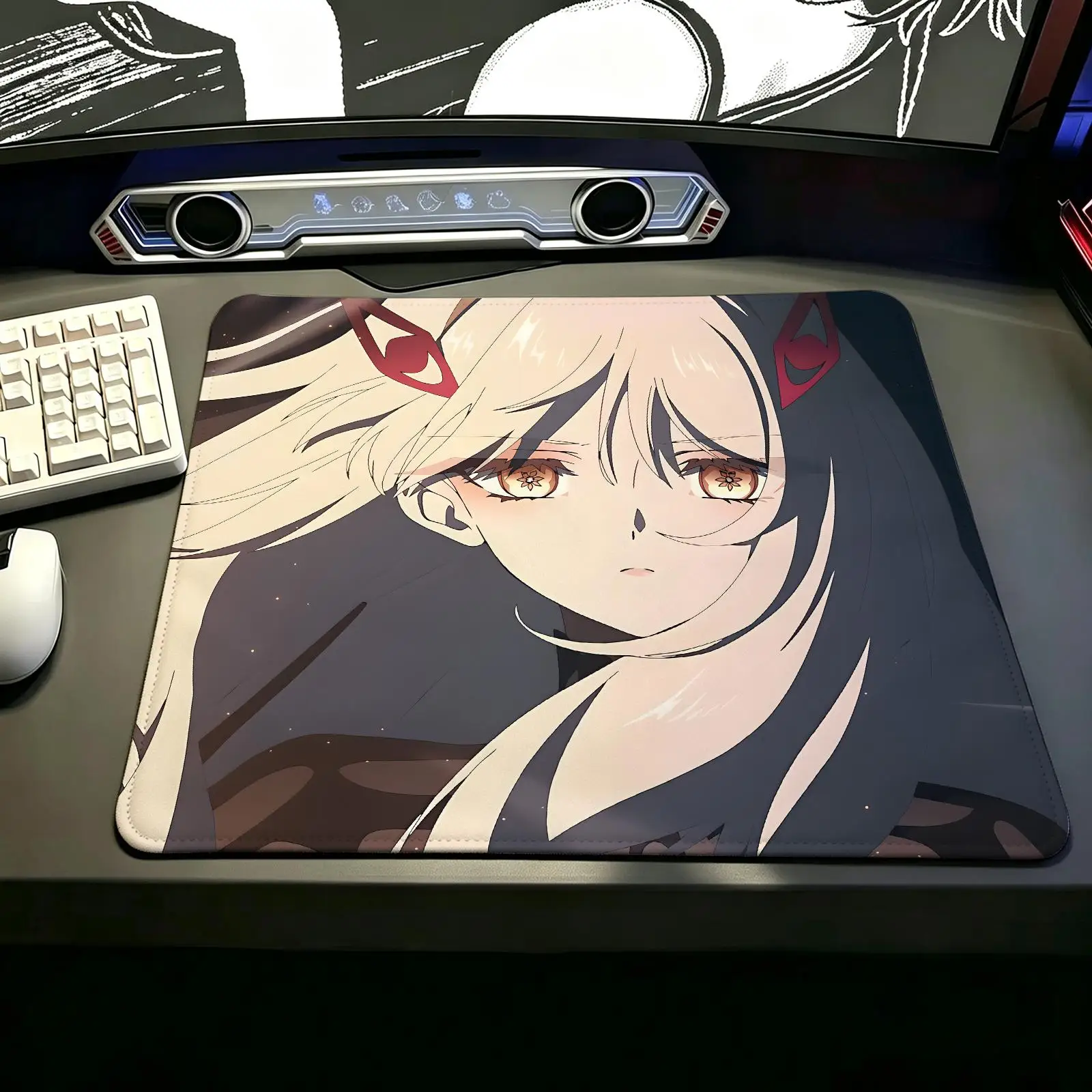 Compact Gaming Mat,Genshin Impact Ronova Reinforced Stitched Edge,Portable Non‑Slip Pad for Laptop Office & E‑Sports Game Play