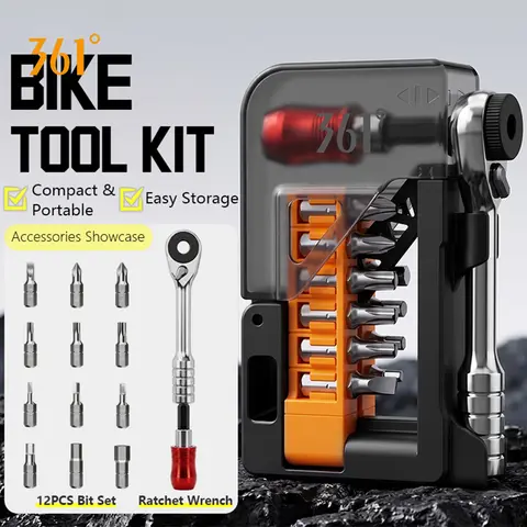 361 Degrees Bicycle Repair Tool Ratchet Wrench Bike Multitool Set Portable Multifunction Hex Wrench Wheel Truing Bike Tools Kit