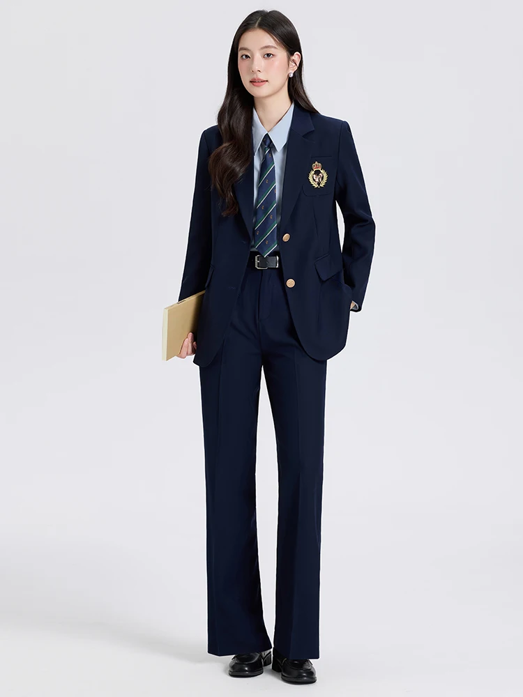 Deep Blue Women's Suit Set for College Students Career Interview Professional Commuter Coat Autumn New Arrival Fashionable