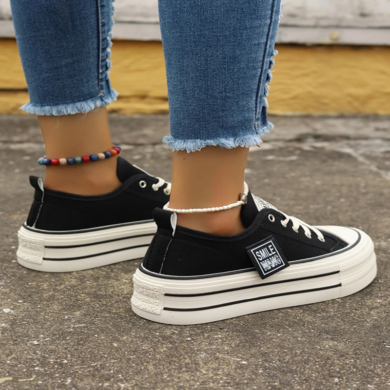 Spring and Summer Shallow Breathable Thick-soled Non-slip Wear-resistant Comfortable Casual Vulcanized Shoes for Women