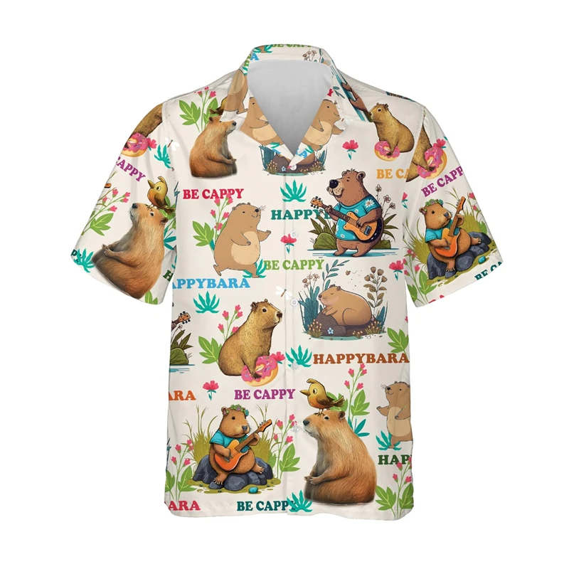 

Funny Capybara 3D Print Shirts For Men Clothes Casual Cute Kapibara Beach Shirt Hawaiian Animal Cartoon Blouses Women Lapel Tops