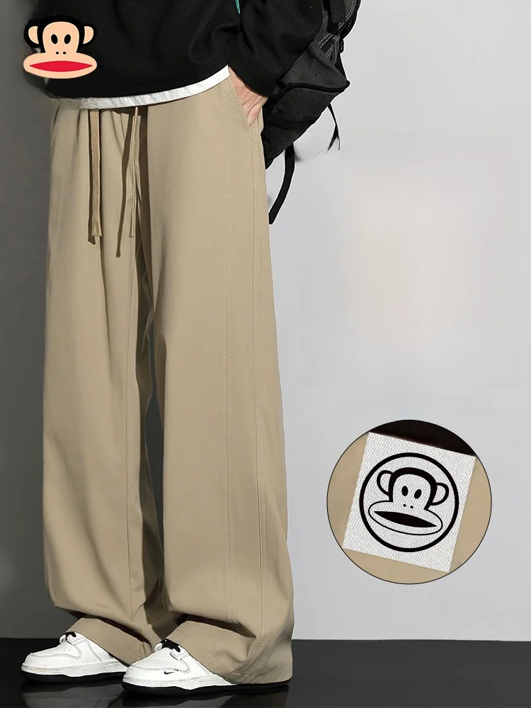 

Мужские свободные брюки Paul Frank с широкими штанинами, в американском ретро-стиле, прямые, с эффектом драпировки, осенние, удобные, из полиэстера