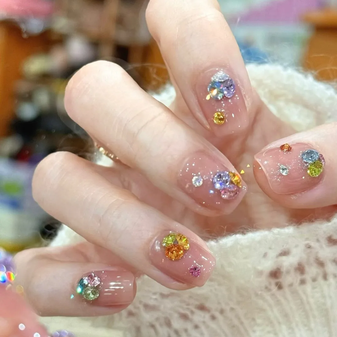 YYM 10PCS 3D Colorful Glitter Nail Art Rhinestone Charms Stacked Crystal Diamonds Gems Jewelry Parts Accessories For Manicure