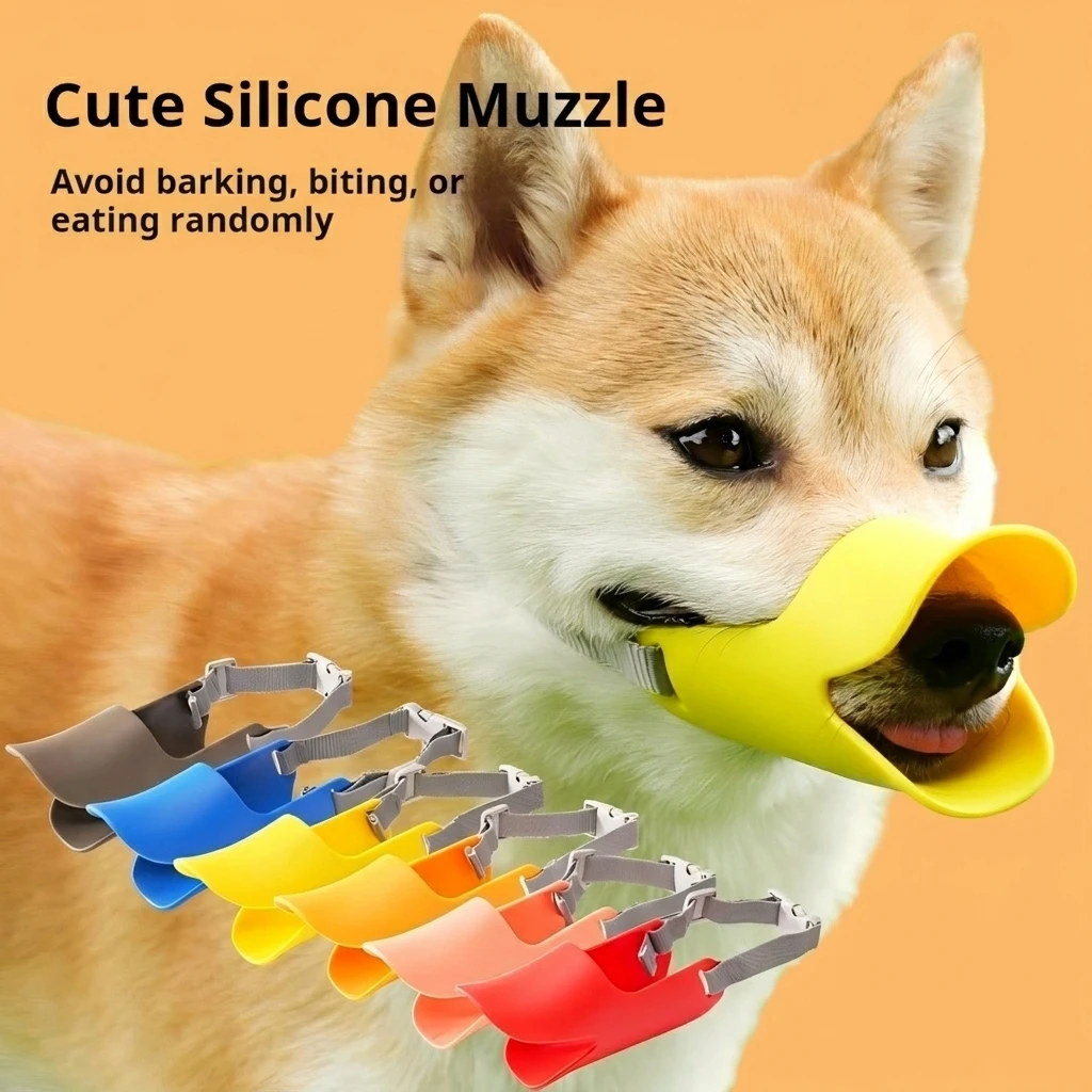 1 Stück S M L Bunte Hunde-Silikon-Entenmaske für Haustiere, Anti-Biss, Anti-Bell-Maske für kleine und große Hunde, Hunde-Zubehör – Detail 2