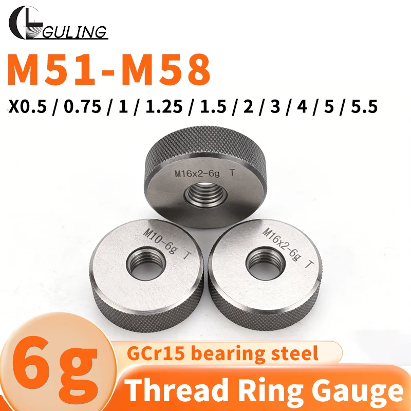 

Набор калибровочных колец GULING (1*GO+1*NOGO) для измерения метрической резьбы с мелким шагом, точность 6 г, размеры M51-M58, X0.5/0.75/1/1.25/1.5/2/3