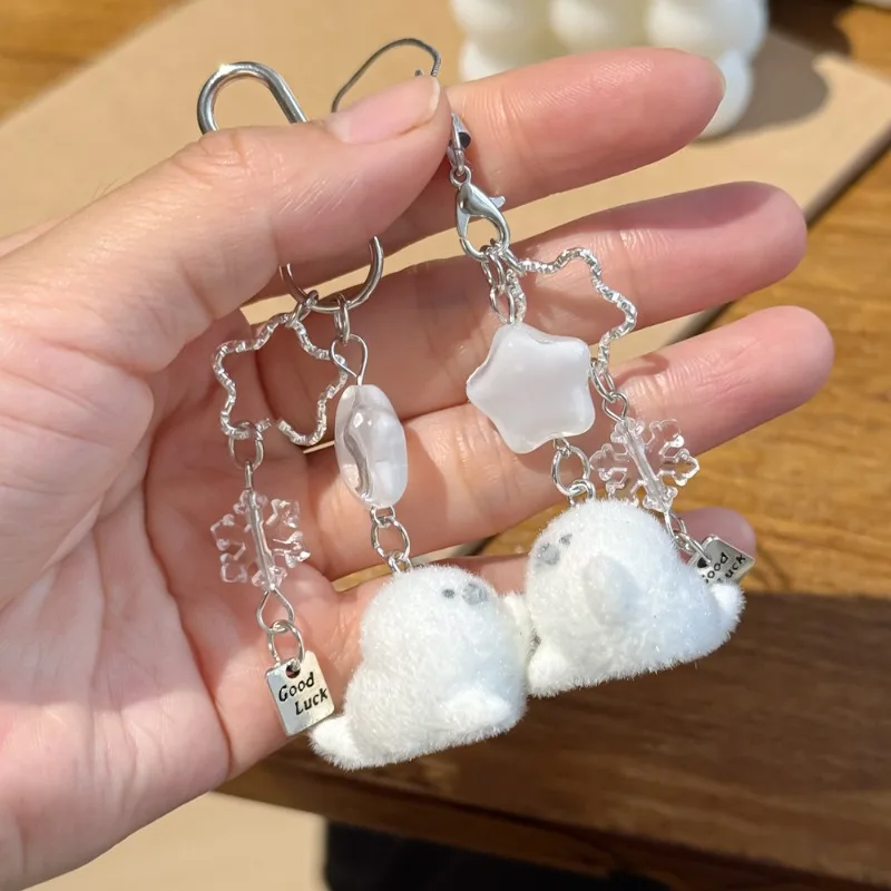 Cartoon Snowflake Little Seal Pendant Bag Camera Pendant Phone Case Hanging Rope Versatile Simple Keychain Student Cute