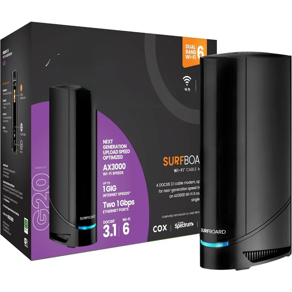 Cable Modem Router Combo - Fast DOCSIS 3.1 Multi-Gigabit WiFi 6 ,  1.0 Gbps Max Speeds, Next-Generation Upload Speed Optimized