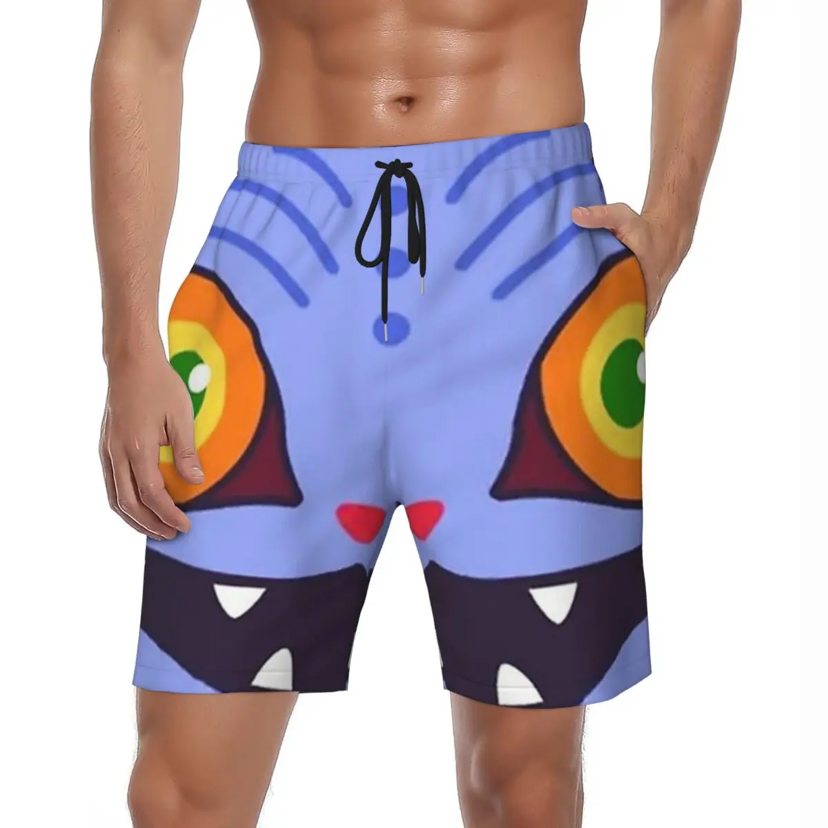 

Kpop Demon Hunters Blue Tiger Face Board Shorts Летние шорты для бега Huntrix для серфинга и доски для мужчин Гавайские плавки больших размеров
