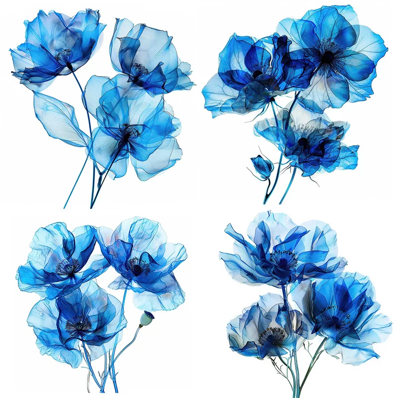 

C1272# Blue Flowers Self-Adhesive Toilet Stickers,Wall Decal Removable, Reusable Vinyl Car Sticker for Bathroom Decor