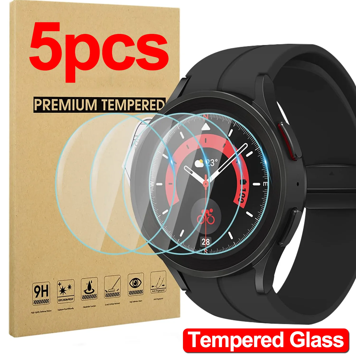 1-5pcs 9H proteggi schermo in vetro temperato per Samsung Galaxy Watch 5 pellicola protettiva antigraffio per Samsung Galaxy Watch 5