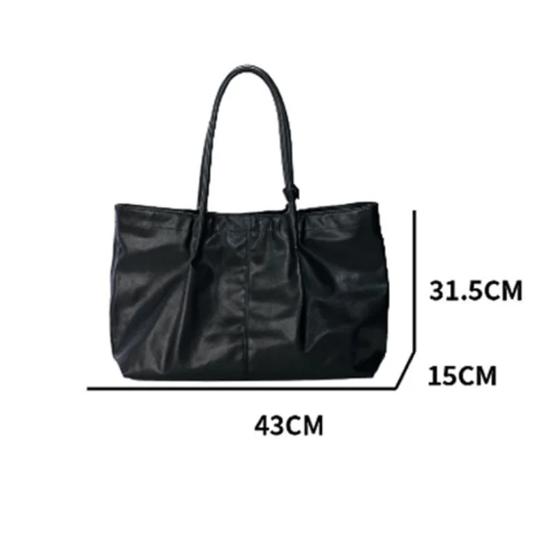 Weiche Tragetasche, Damen-Schultertasche aus Kunstleder mit großer Kapazität, einfarbig, mit Magnetverschluss, vielseitige Freizeit- und Pendler-Handtasche – Detail 1