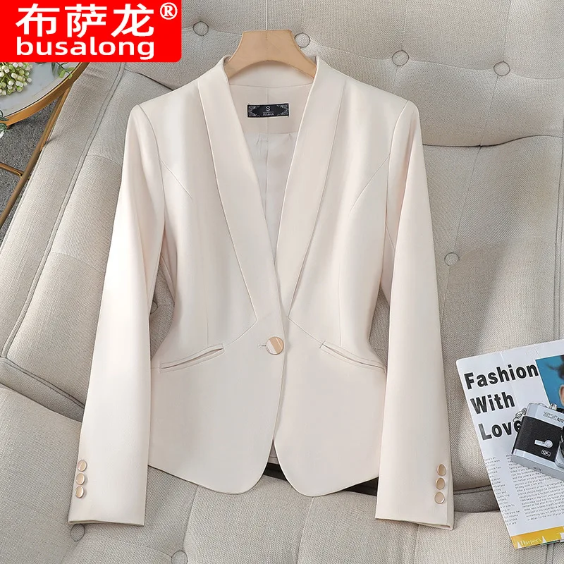 Novo elegante moda terno casual feminino manga longa blazer profissional jaqueta formal workwear8510