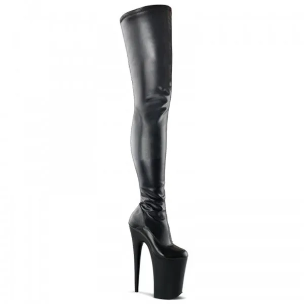 

20 Cm Super High Heel Platform Over-Knee Boots Round Toe Patent Leather Nightclub Stage Shoes Women Pole Dancing Bootshe