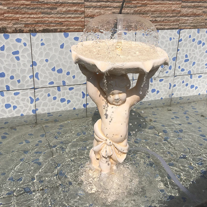 

European garden, courtyard, flowing water fountain, fish pond, pool landscape, rockery ornament, sculpture, creative water featu