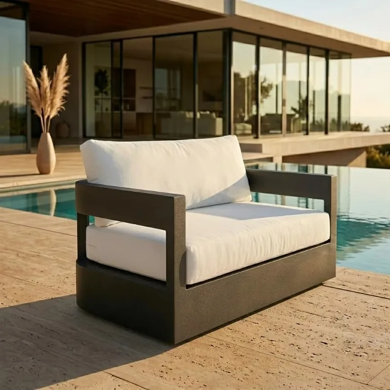 Outdoor aluminum rotating recliner, minimalist design, quick-drying fabric