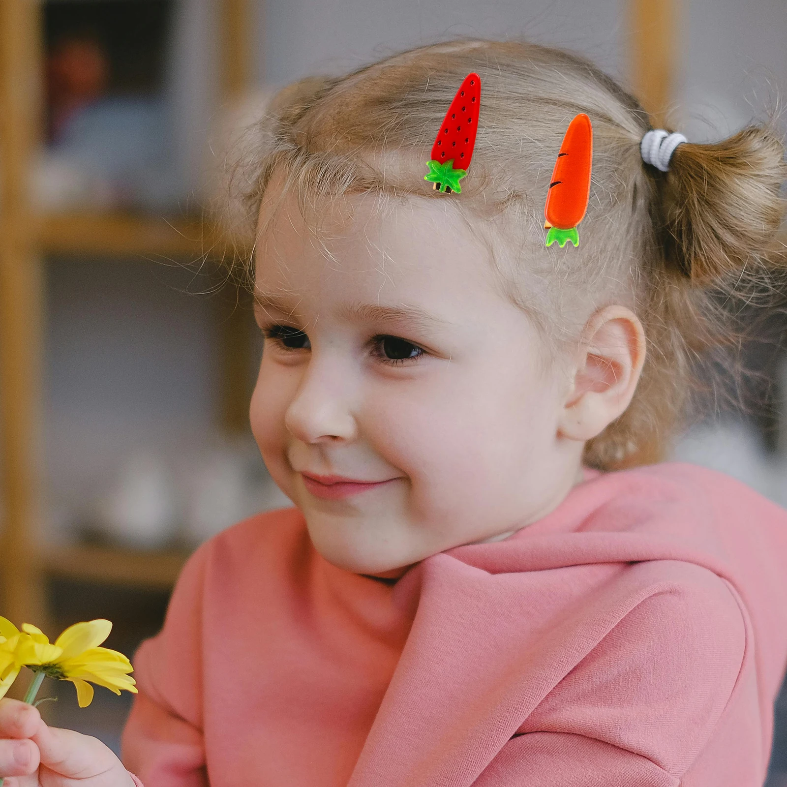 

1 set Fruit Vegetable Hair Clips Cute Female Accessories Side Decor Strawberry Watermelon Carrot Lightweight Fashionable Party